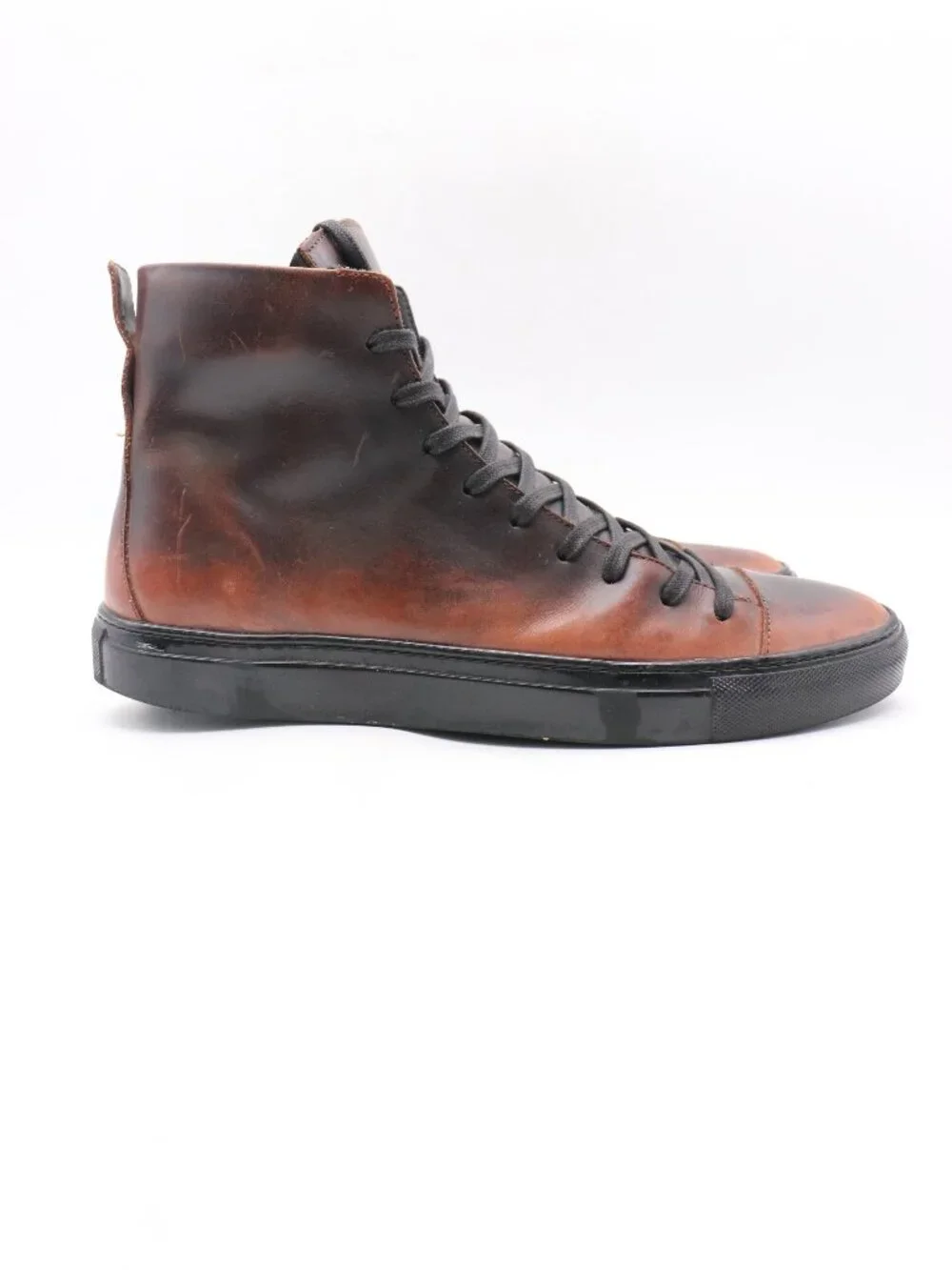John Varvatos Reed 315 Men's UK 10 US 11 High Top Sneakers Brown Black Leather